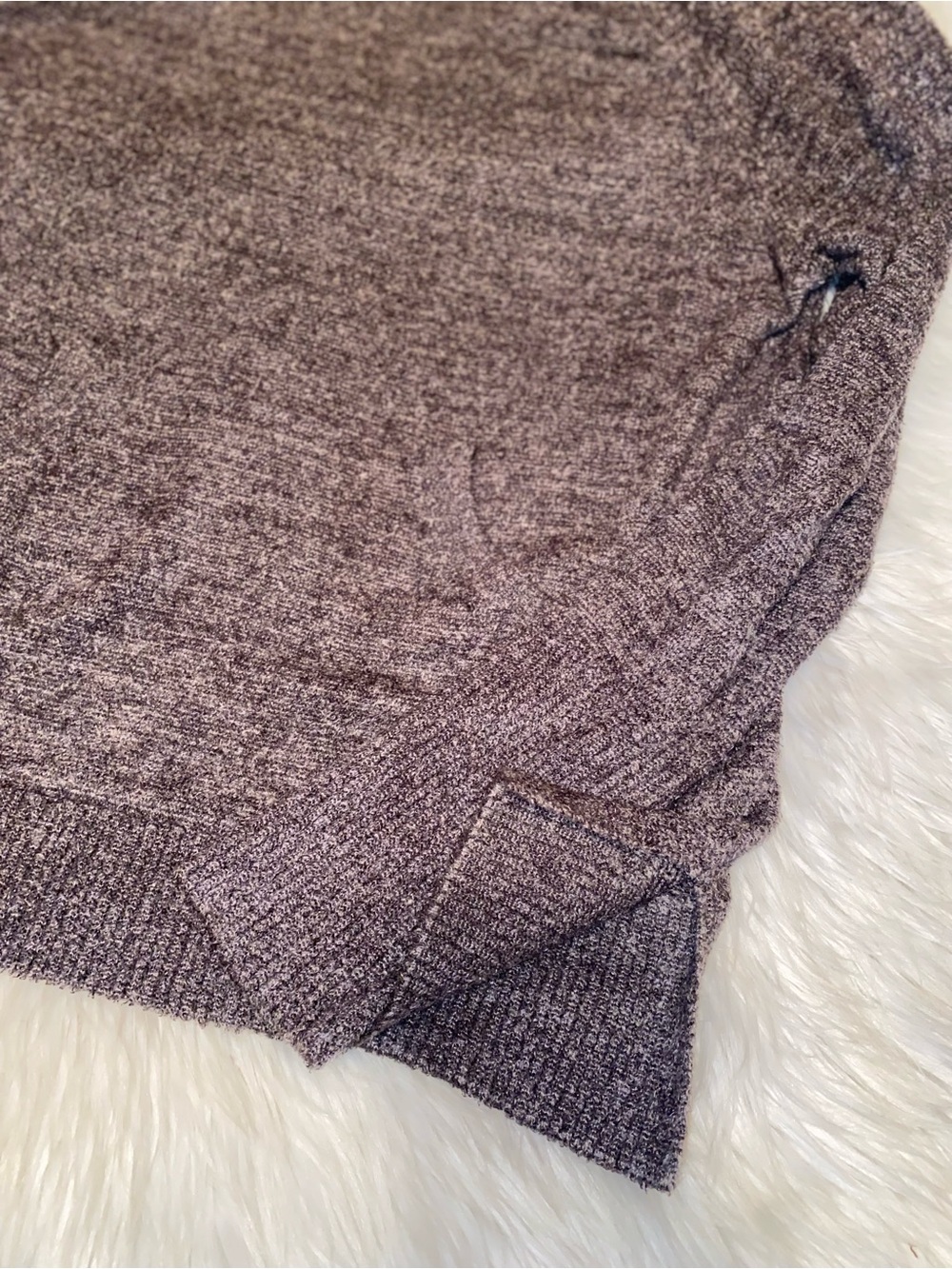 Barefoot Dreams Cozy Chic Lite Crewneck Sweater Heathered Purple- Medium - Picture 3 of 5